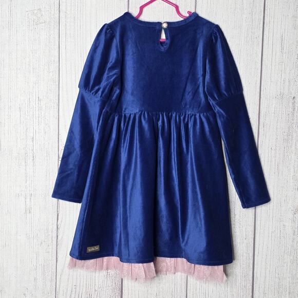 Matilda Jane Heart to Heart Clara Blue Velvet Dress Size 6 NWT - Picture 4 of 7